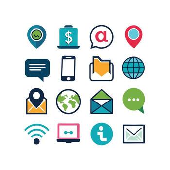 Contact Us icon set collection for websites and mobile applications vector