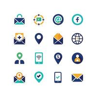 Contact Us icon set collection for websites and mobile applications vector