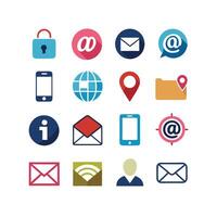 Contact Us icon set collection for websites and mobile applications vector