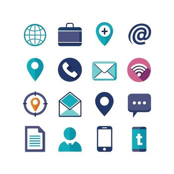 contacto nosotros icono conjunto colección para sitios web y móvil aplicaciones vector