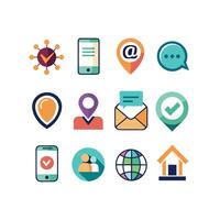 Contact Us icon set collection for websites and mobile applications vector