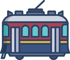 Tram linear color illustration vector