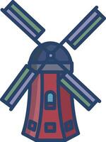 Windmill linear color illustration vector