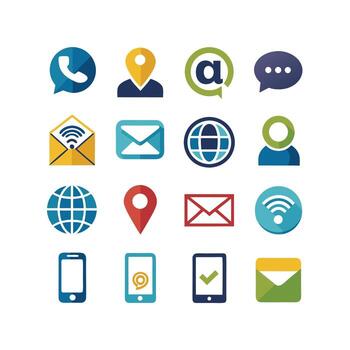 Contact Us icon set collection for websites and mobile applications vector