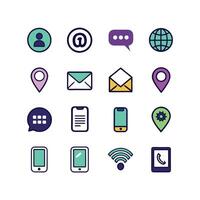 Contact Us icon set collection for websites and mobile applications vector