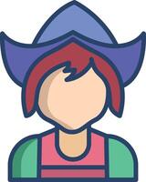 Girl linear color illustration vector