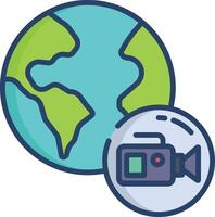 Globe linear color illustration vector