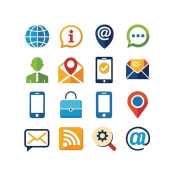 contacto nosotros icono conjunto colección para sitios web y móvil aplicaciones vector