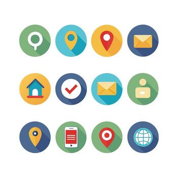 contacto nosotros icono conjunto colección para sitios web y móvil aplicaciones vector