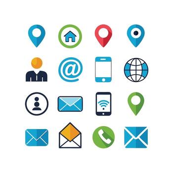 contacto nosotros icono conjunto colección para sitios web y móvil aplicaciones vector