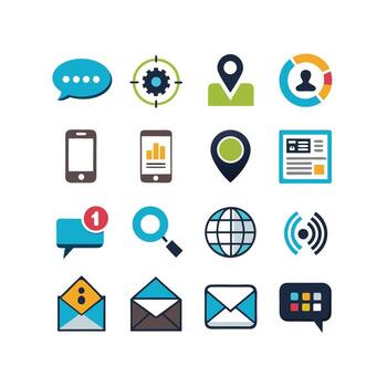 Contact Us icon set collection for websites and mobile applications vector