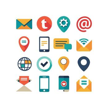 Contact Us icon set collection for websites and mobile applications vector