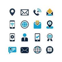 Contact Us icon set collection for websites and mobile applications vector