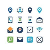 Contact Us icon set collection for websites and mobile applications vector