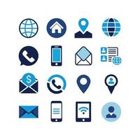 Contact Us icon set collection for websites and mobile applications vector