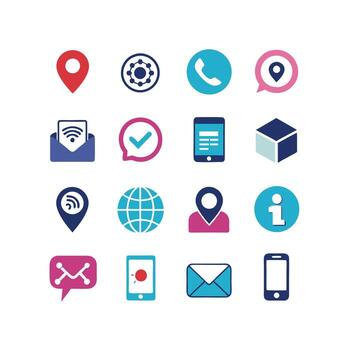 Contact Us icon set collection for websites and mobile applications vector