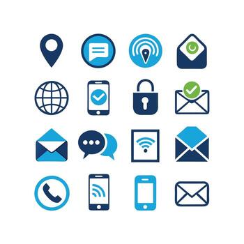 contacto nosotros icono conjunto colección para sitios web y móvil aplicaciones vector