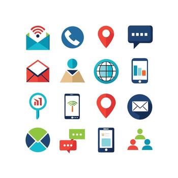 Contact Us icon set collection for websites and mobile applications vector