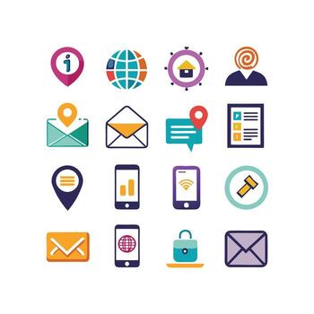Contact Us icon set collection for websites and mobile applications vector