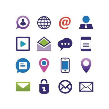 Contact Us icon set collection for websites and mobile applications vector