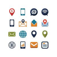Contact Us icon set collection for websites and mobile applications vector
