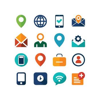 contacto nosotros icono conjunto colección para sitios web y móvil aplicaciones vector