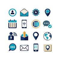 Contact Us icon set collection for websites and mobile applications vector