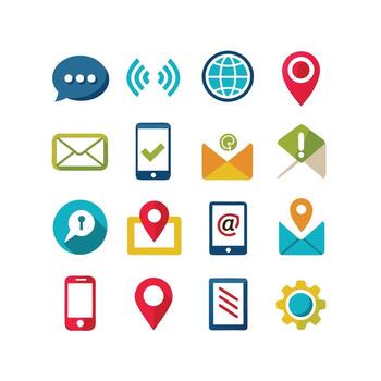 Contact Us icon set collection for websites and mobile applications vector
