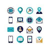 Contact Us icon set collection for websites and mobile applications vector