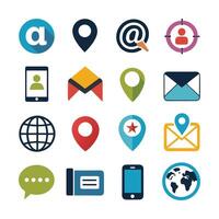 Contact Us icon set collection for websites and mobile applications vector