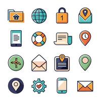 Contact Us icon set collection for websites and mobile applications vector