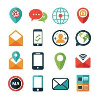 Contact Us icon set collection for websites and mobile applications vector