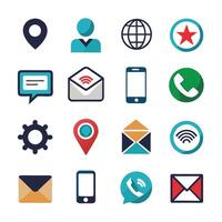 Contact Us icon set collection for websites and mobile applications vector