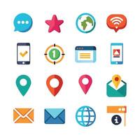 Contact Us icon set collection for websites and mobile applications vector