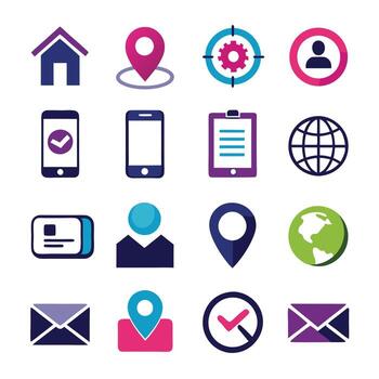 contacto nosotros icono conjunto colección para sitios web y móvil aplicaciones vector