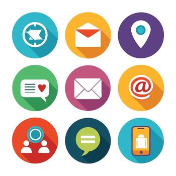 contacto nosotros icono conjunto colección para sitios web y móvil aplicaciones vector