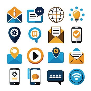 contacto nosotros icono conjunto colección para sitios web y móvil aplicaciones vector