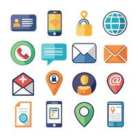 Contact Us icon set collection for websites and mobile applications vector