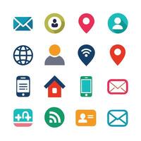 Contact Us icon set collection for websites and mobile applications vector