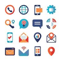 Contact Us icon set collection for websites and mobile applications vector