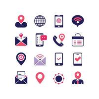 Contact Us icon set collection for websites and mobile applications vector