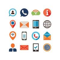 Contact Us icon set collection for websites and mobile applications vector
