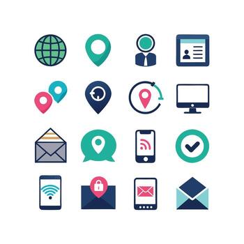 Contact Us icon set collection for websites and mobile applications vector