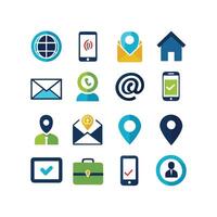 Contact Us icon set collection for websites and mobile applications vector