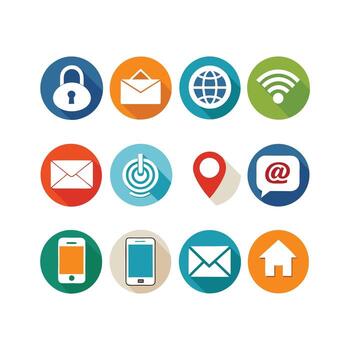 contacto nosotros icono conjunto colección para sitios web y móvil aplicaciones vector