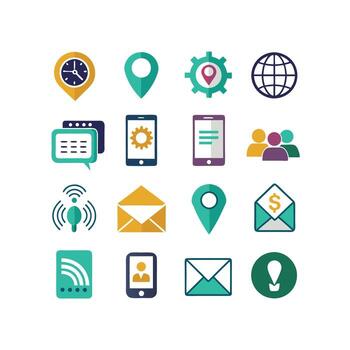 Contact Us icon set collection for websites and mobile applications vector