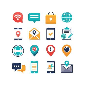 contacto nosotros icono conjunto colección para sitios web y móvil aplicaciones vector