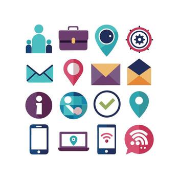 Contact Us icon set collection for websites and mobile applications vector