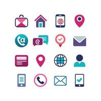 Contact Us icon set collection for websites and mobile applications vector