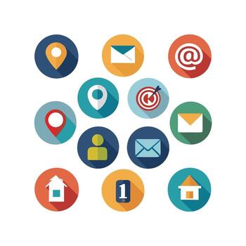 contacto nosotros icono conjunto colección para sitios web y móvil aplicaciones vector